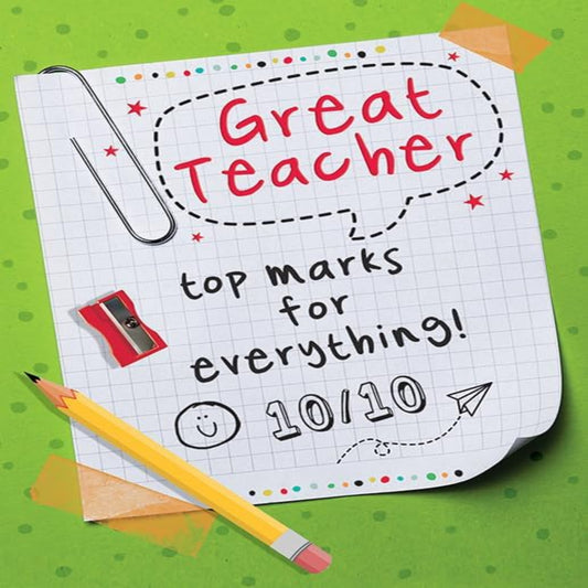 Great Teacher Thank You Card   -  Piccadilly Greetings | Top Marks Teacher Card   -   8 x 6 inches