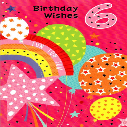 Greetings 6th Birthday Card for Girl | Happy 6th Birthday Greeting Card   -  19 x 13 cm