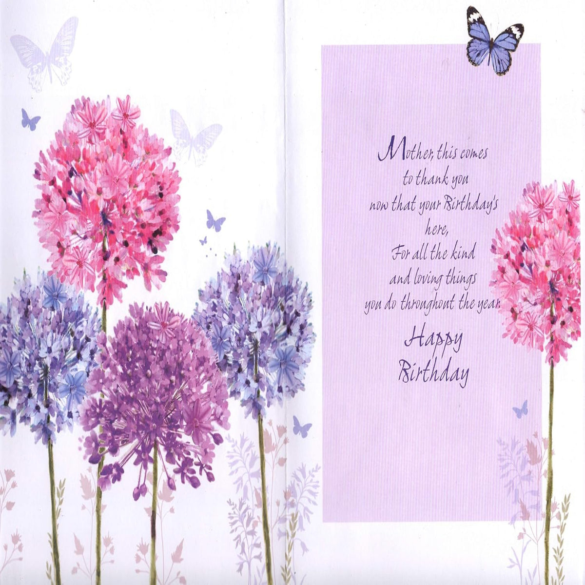 Greetings Especially For You   -   Mother Birthday Card Floral Butterfly Design