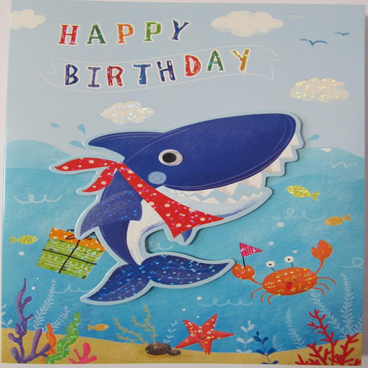 Hand-Finished Raised Blue Whale Birthday Card