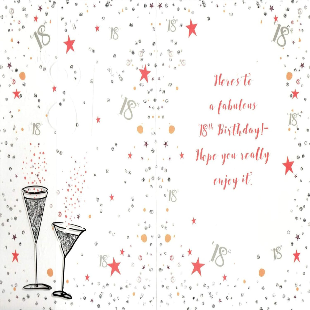Happy 18th Birthday Card for Her  -  Wine & Champagne Design   -  132  x  191mm