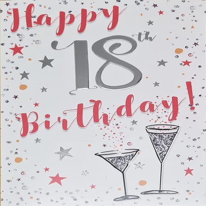 Happy 18th Birthday Card for Her  -  Wine & Champagne Design   -  132  x  191mm