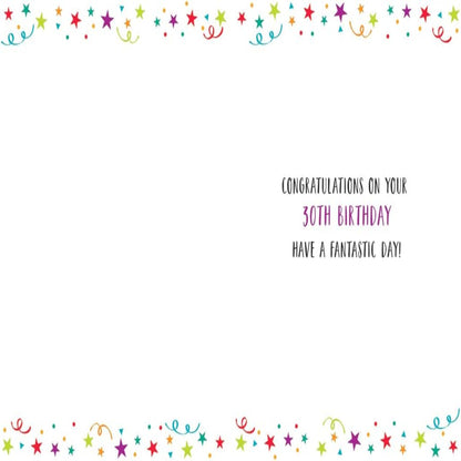 Happy 30th Birthday Card   –   Regal Publishing Milestone Design   -   8  x  6 inches