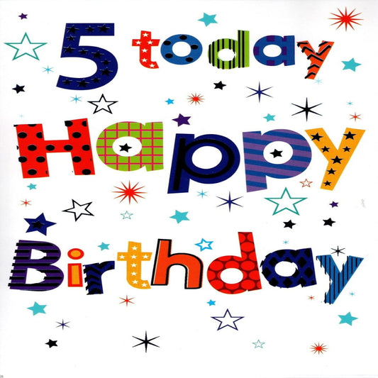 Happy 5th Birthday Card with Stars Design     -  132   x   191mm