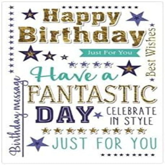 Happy Birthday Card   –  Celebrate in Style with Stars   -    23.8   x  .45  x  16.3cm
