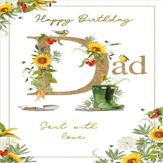 Happy Birthday Dad Card Floral Garden Design | Nigel Quiney  -  163 x 235mm