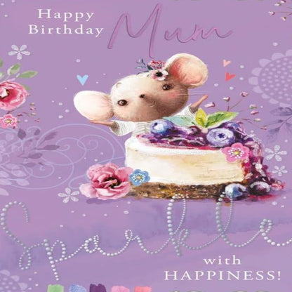 Happy Birthday Mum Card Sparkle With Happiness   -   137  x  195mm