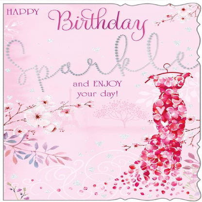 Happy Birthday Sparkle Greeting Card   –    Enjoy Your Day   -   19.5cm   x   13.5 cm