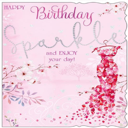 Happy Birthday Sparkle Greeting Card   –    Enjoy Your Day   -   19.5cm   x   13.5 cm