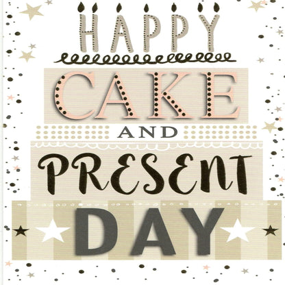 Happy Cake and Present Birthday Card for Family or Friend  -    210  x  290 mm