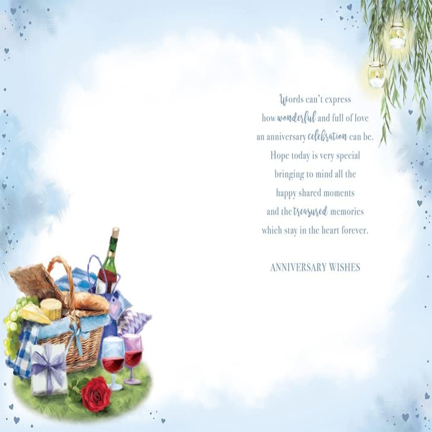 Husband Anniversary Card   –   Picnic Hamper & Wine   -   9   x   6 inches