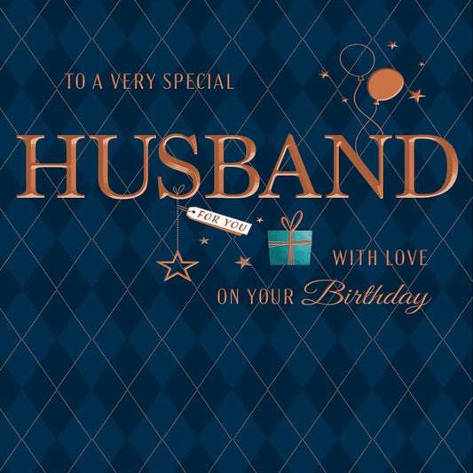 Husband Birthday Card | Modern Avant Garde Birthday Card   -    blue|beige    -     8  x  6 inches