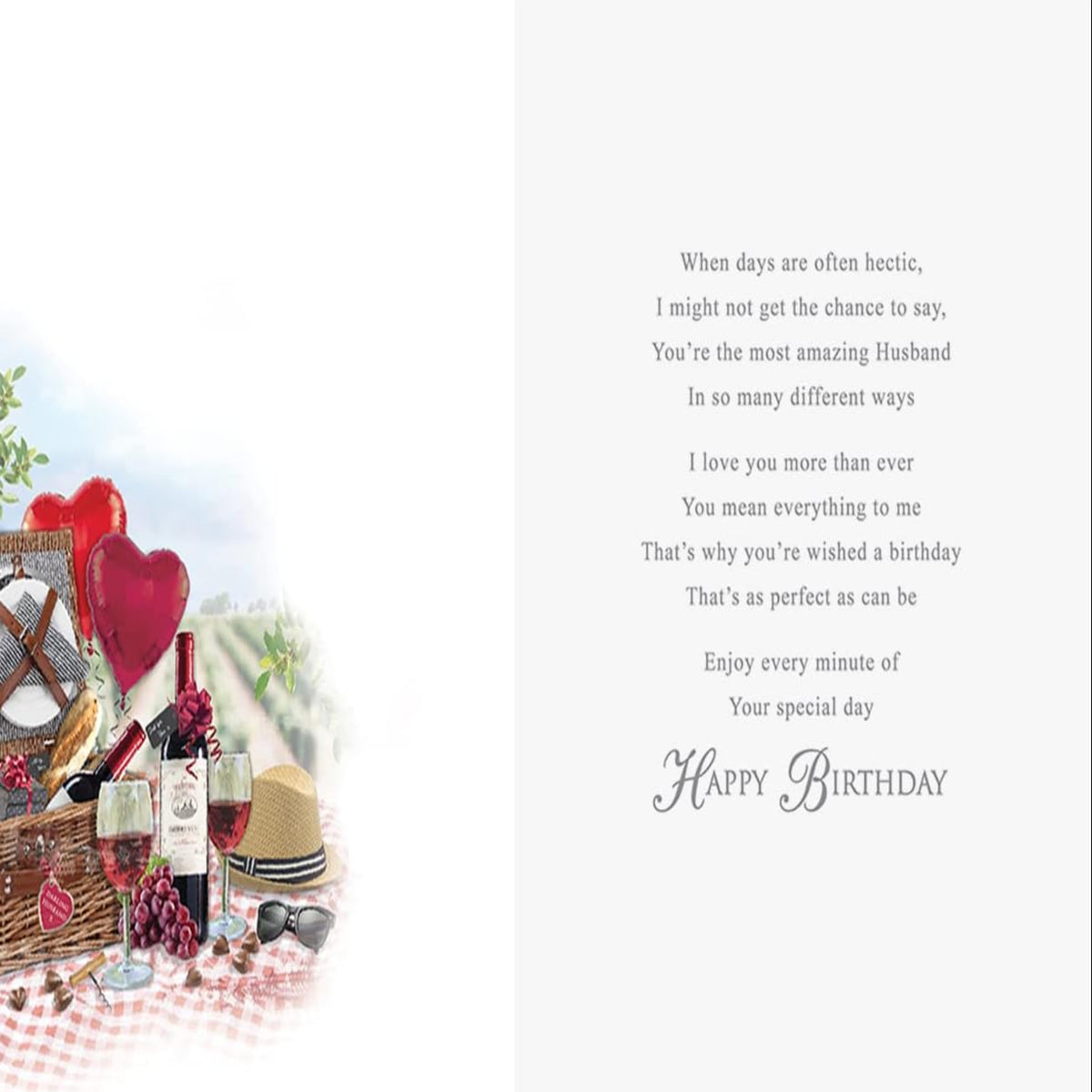 Traditional Large Husband Birthday Card  -  Piccadilly Greetings   -  9  x  6 inches