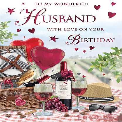 Traditional Large Husband Birthday Card  -  Piccadilly Greetings   -  9  x  6 inches