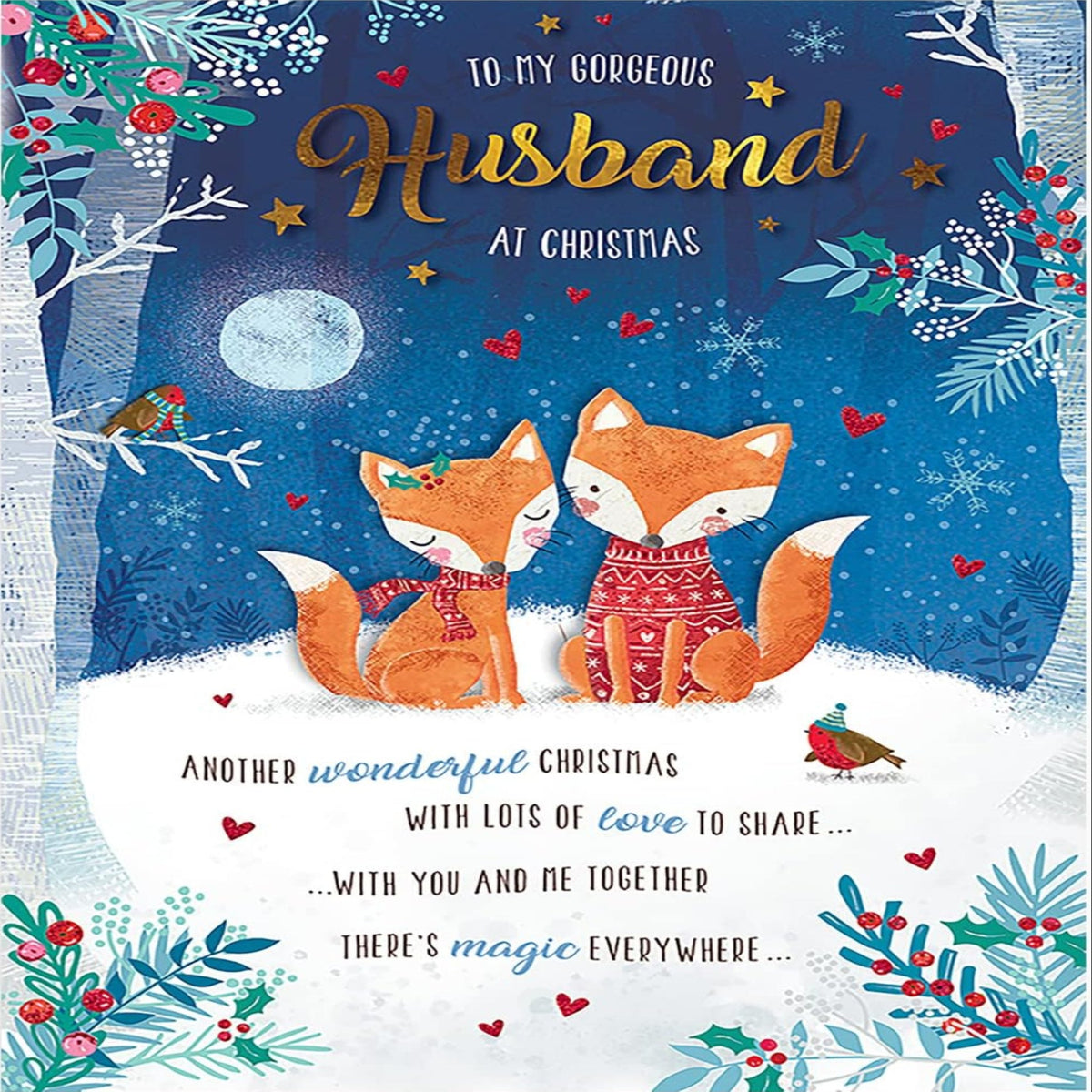Husband Christmas Card   –   Piccadilly Greetings Character Design   -    9   x  6 inches