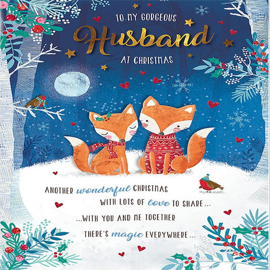Husband Christmas Card   –   Piccadilly Greetings Character Design   -    9   x  6 inches