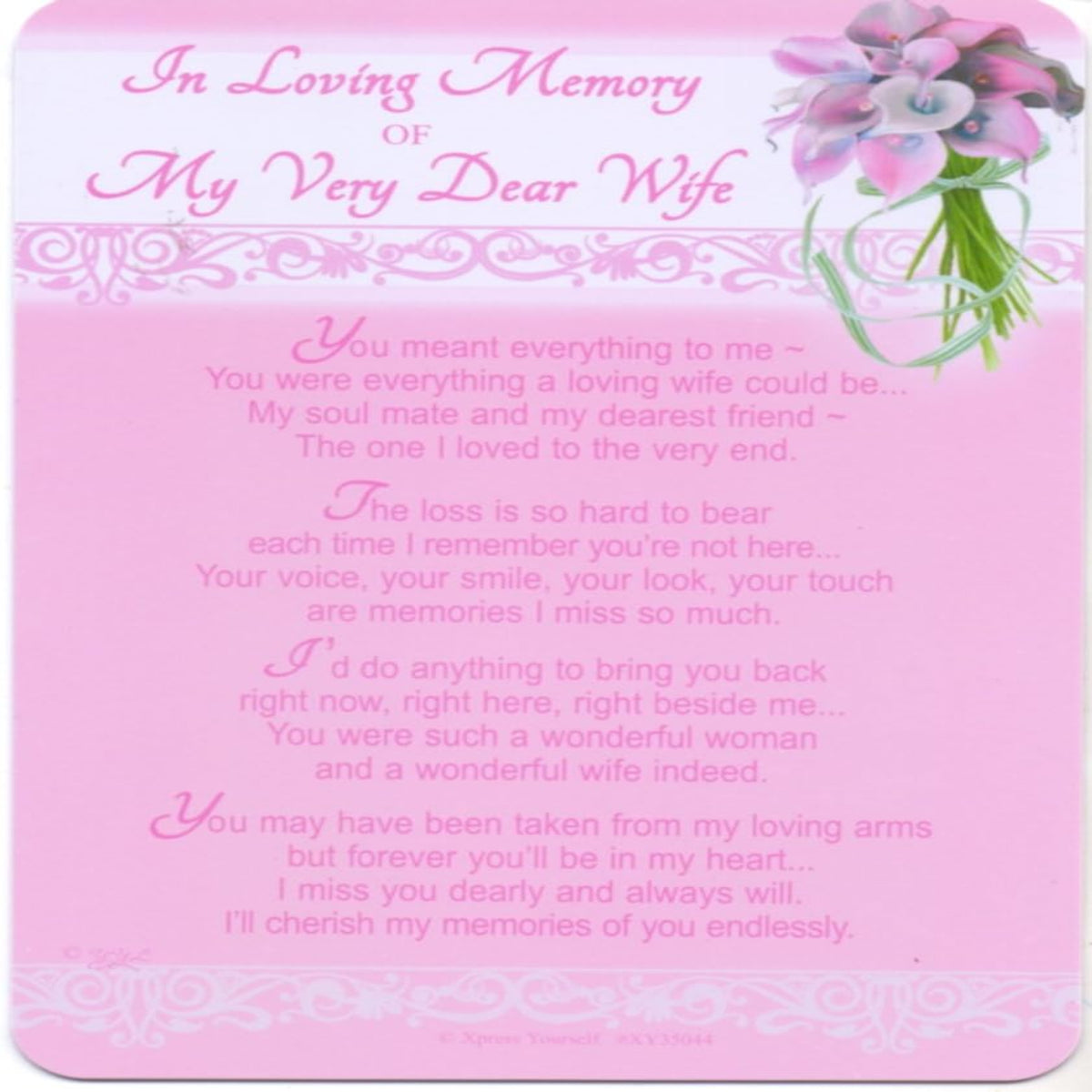 In Loving Memory Wife Memorial Card | Graveside Remembrance Card