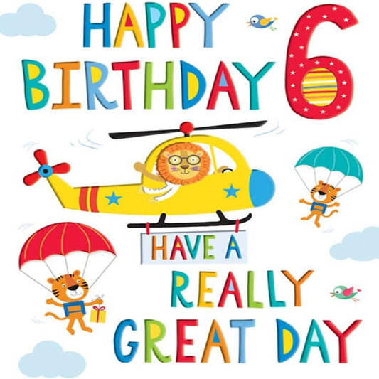 Juvenile Age 6 Birthday Card Boy  -  Regal Publishing  -  8 x 6 inches