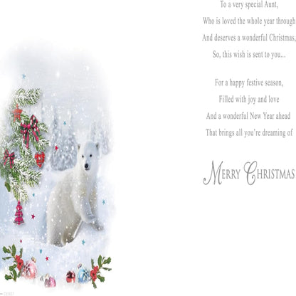 Lovely Aunt Christmas Card – Polar Cub Christmas Greeting Card  -   9  x  6 inches