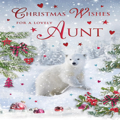 Lovely Aunt Christmas Card – Polar Cub Christmas Greeting Card  -   9  x  6 inches