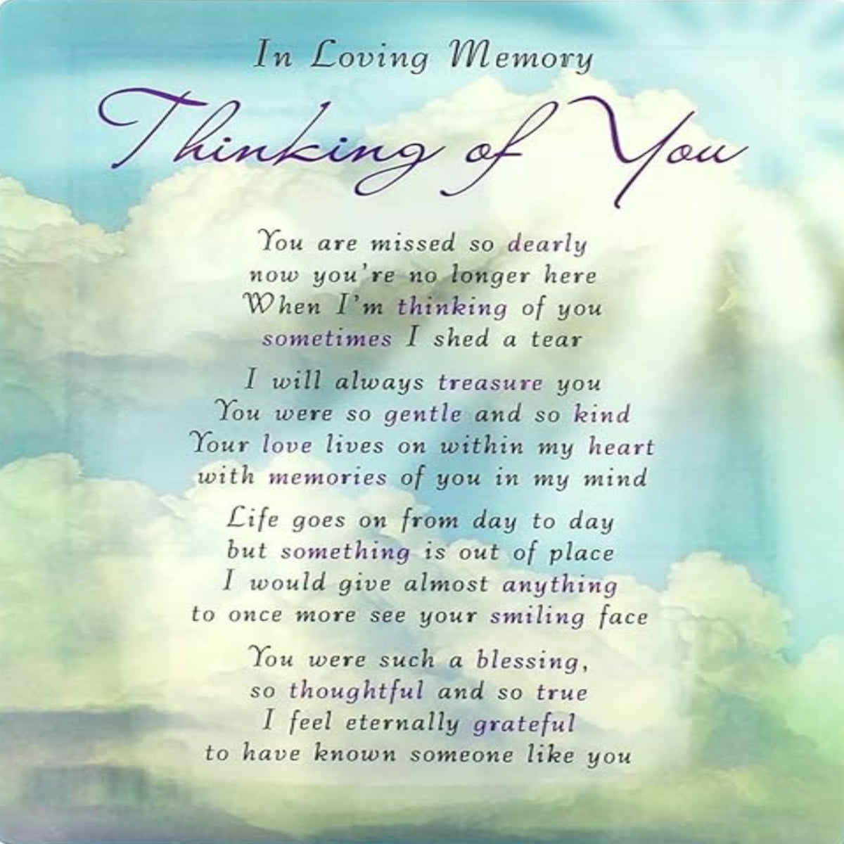 Loving Memory Graveside Memorial Card | Thinking of You  -  16 x 24 cm