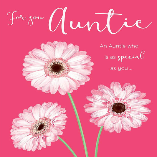 Luxury Birthday Card for Auntie | Contemporary Pink Design   -   8  x  6 inches