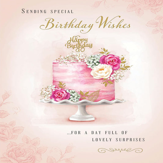 Luxury Birthday Card for Her | Birthday Cake Design   -   8  x  6 inches