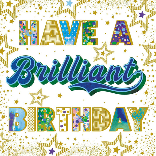 Men’s Birthday Card with Bold Stars & Foil Finish    -   150  x  150 mm