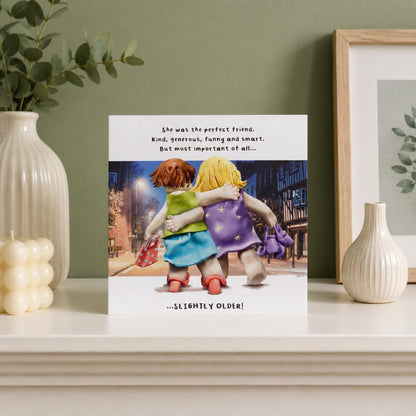 Model Family Birthday Card for Friend    –    Ladies Walking at Night   -   Multi-Coloured   -   16.5   x   16.5 cm