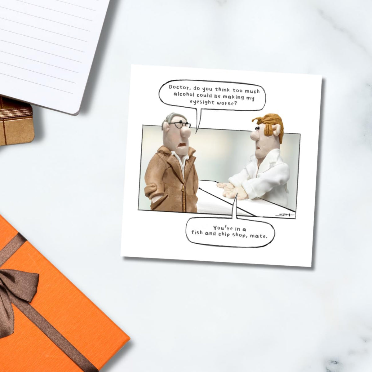 Model Family Funny Birthday Card for Him | Fish & Chip Shop Humour Greeting Card    -   6 x 6 inches