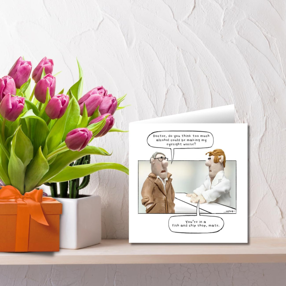 Model Family Funny Birthday Card for Him | Fish & Chip Shop Humour Greeting Card    -   6 x 6 inches