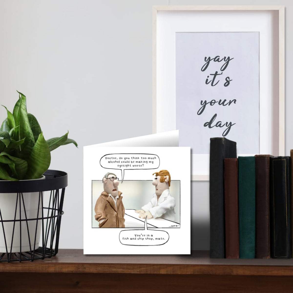 Model Family Funny Birthday Card for Him | Fish & Chip Shop Humour Greeting Card    -   6 x 6 inches