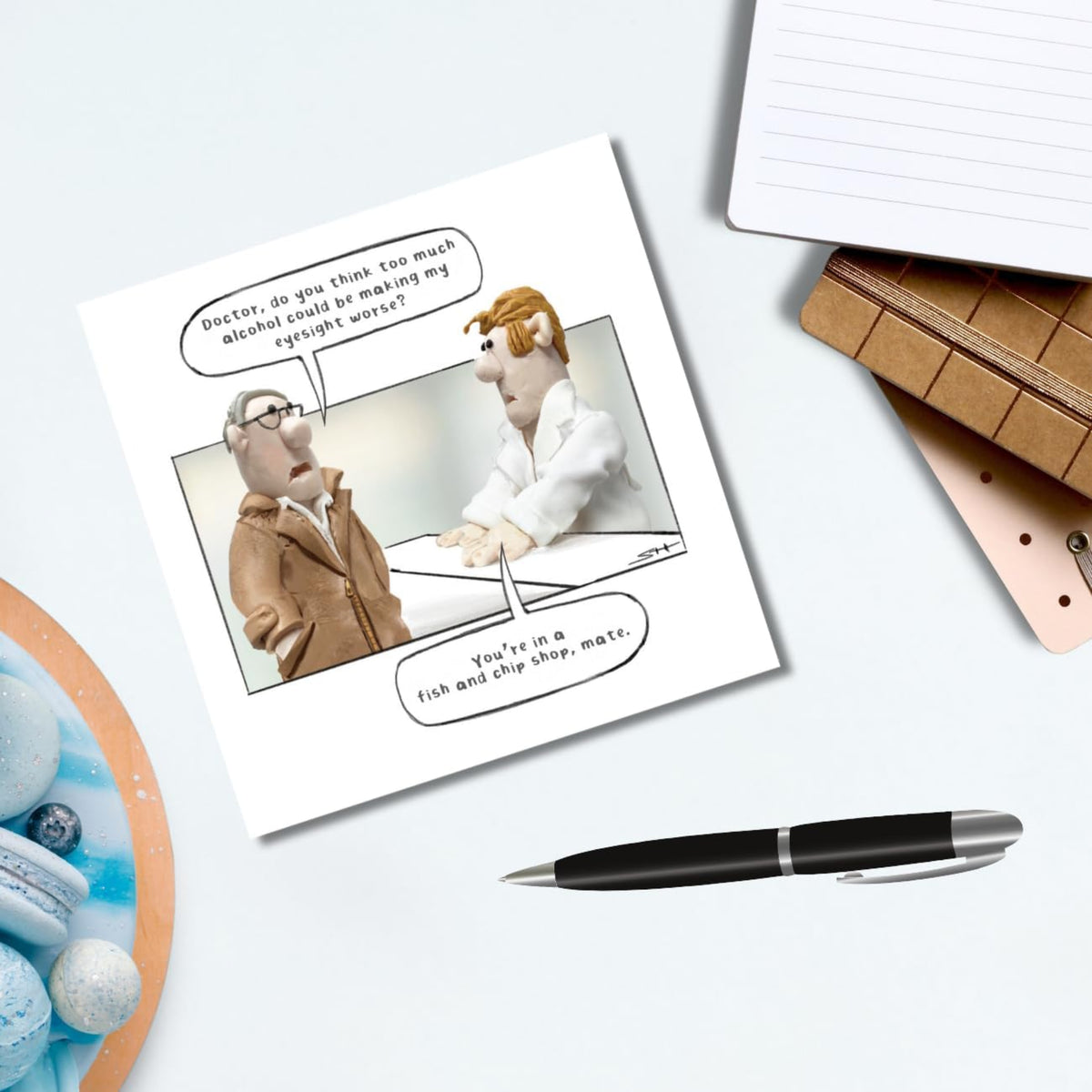 Model Family Funny Birthday Card for Him | Fish & Chip Shop Humour Greeting Card    -   6 x 6 inches