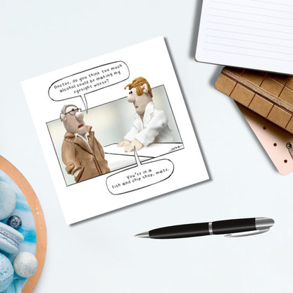 Model Family Funny Birthday Card for Him | Fish & Chip Shop Humour Greeting Card    -   6 x 6 inches