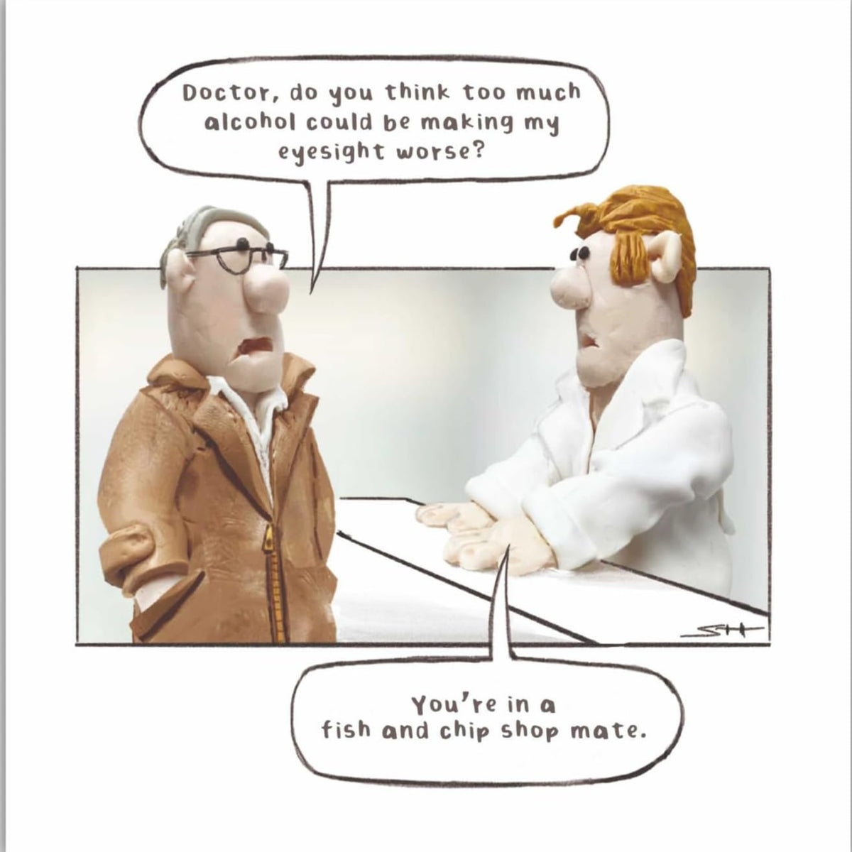 Model Family Funny Birthday Card for Him | Fish & Chip Shop Humour Greeting Card    -   6 x 6 inches