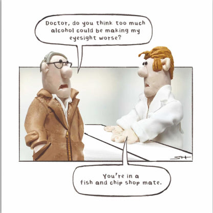 Model Family Funny Birthday Card for Him | Fish & Chip Shop Humour Greeting Card    -   6 x 6 inches