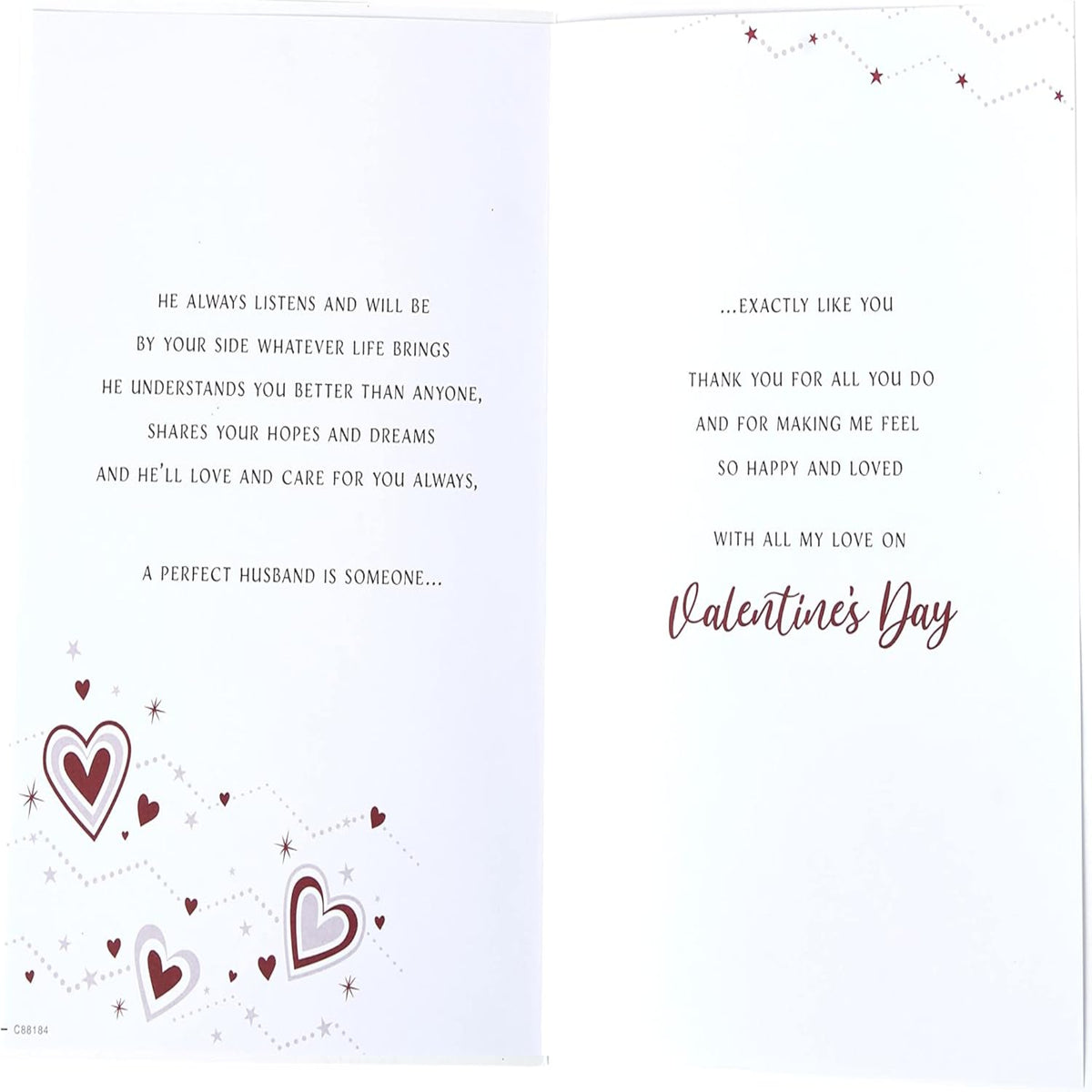 Modern Valentine’s Day Card for Husband   –   Regal Publishing   -   9  x  6 inches