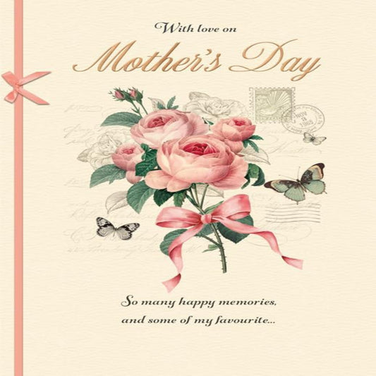 Mother's Day Card With Love   –   Elegant   -   Piccadilly Greetings    -    9  x  6 inches