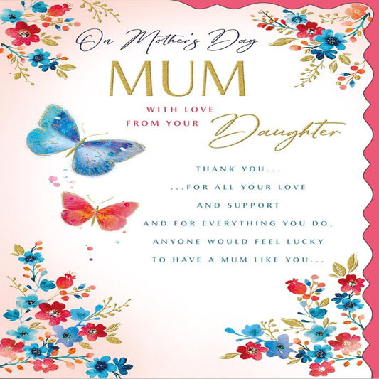 Mother’s Day Card for Mum from Daughter – Butterflies   -   Regal Publishing   -   12   x   8 inches