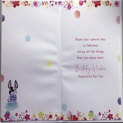 Mum Birthday Card with Love    –   Bright Trousers & Dog    -   15.2cm  x  22.8cm