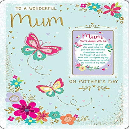 Mum Mother’s Day Card –  Butterfly Sentiment Greeting Card   -   9  x  6 inches