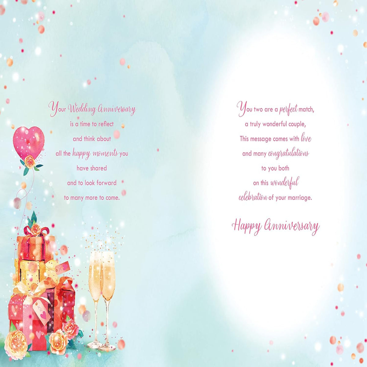 Mum & Dad Anniversary Card | Champagne Foil Anniversary Greeting Card   -  15cm x 23cm