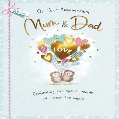 Mum & Dad Anniversary Card   –   Elegant    -   Piccadilly Greetings    -    9 x 6 inches