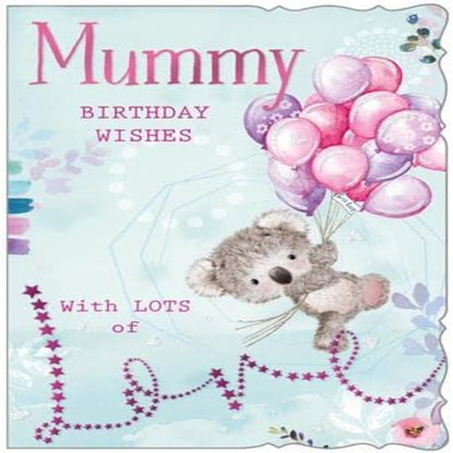 Mummy Birthday Card –   Wishes With Lots of Love Premium Card  -  19.6cm   x   13.7cm