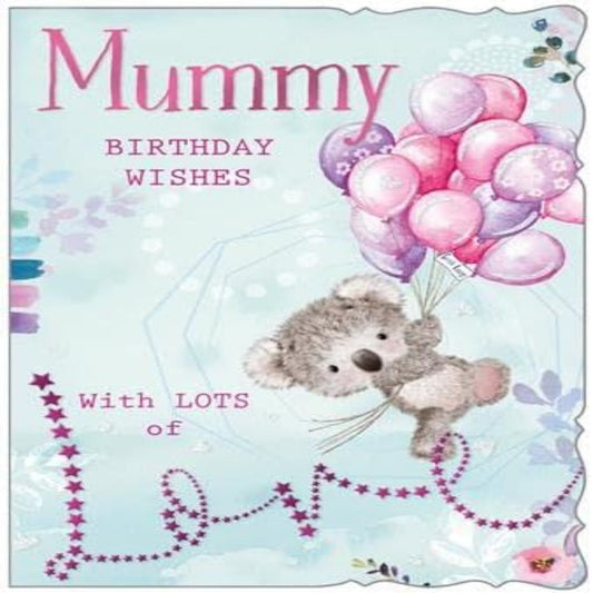 Mummy Birthday Card –   Wishes With Lots of Love Premium Card  -  19.6cm   x   13.7cm