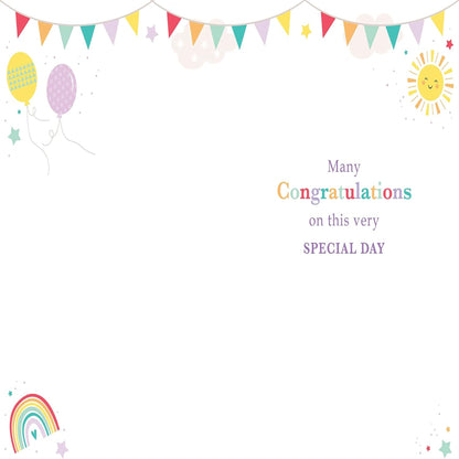 Naming Day Card with Rainbow Foil Finish | Beautiful Greeting Card   -    Lovely Verse     -   13cm   x   19cm