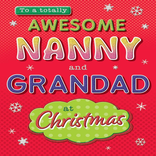 Nanny & Grandad Christmas Card | Piccadilly Greetings Modern Design  -  8 x 6 inches
