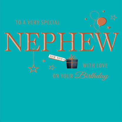 Nephew Birthday Card  -   Classic Green, White & Brown   -   8  x  6 inches