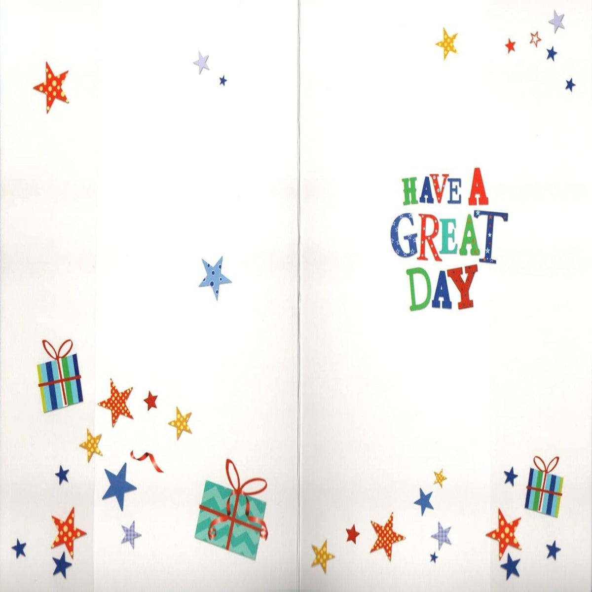 Nephew Birthday Card   –    Colourful Party Popper & Presents   -   210  x  290 mm