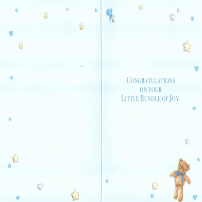 New Baby Boy Congratulations Card   -   Baby Clothes Design    -   132 x 191mm